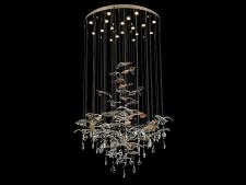 Каскадные newport 8200 8220/80 с gold polished , люстра, gold polished сlear glass+ gold glass d89*h150 cm gu4 18*5w (возможна замена на белое основание по запросу.)